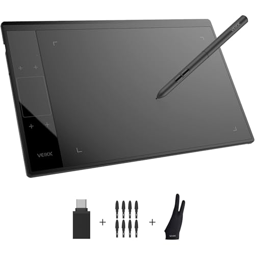 Mesa digitalizadora gráfica VEIKK A30 V2 de 10 x 6 polegadas, 8192 níveis de sensibilidade à pressão, compatível com Windows/Android/Linux, com 4 teclas sensíveis ao toque personalizáveis - 1