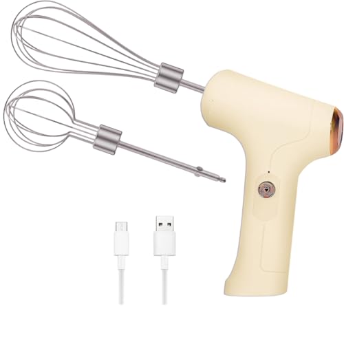 Mini Batedeira Portátil Recarregável USB C – 5 Velocidades, Silenciosa, com 2 Batedores Inox, Compacta e Sem Fio - 1