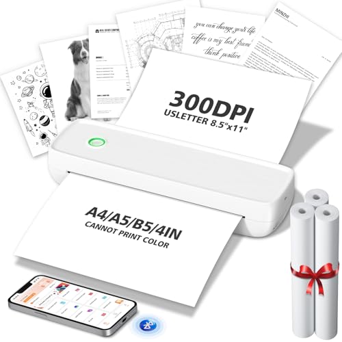 MinZhi Impressora térmica portátil, sem fio, suporta 21,6 cm x 28 cm, papel A4 e A5, Bluetooth sem tinta, compatível com Android, iOS e laptop, para escritório, viagem, casa - 1