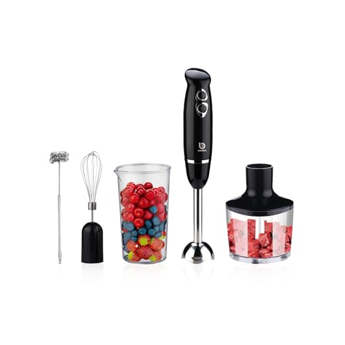 Mixer de Mão 600W 3 em 1, Liquidificador Portátil com Batedor e Processador de Alimentos, Aço Inox 304, 2 Velocidades + 20 Níveis, Copo 600 ml e Tigela 860 ml, 127 V, Fácil de Limpar - 1