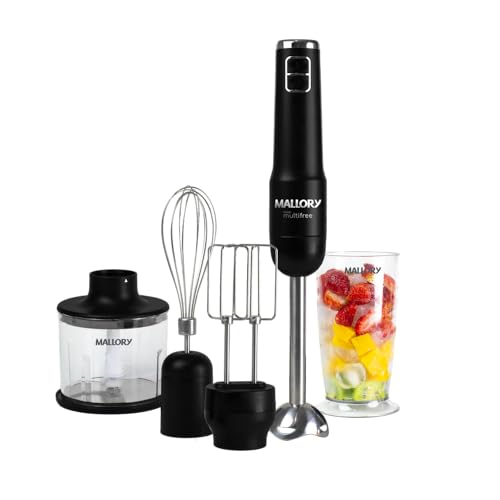 Mixer Mallory Multifree – 4 em 1, 14.000 RPM, Bateria de Longa Duração, Função Pulsar e Turbo, Lâminas de Aço Inox, Copo Ultra Resistente - Bivolt - 1