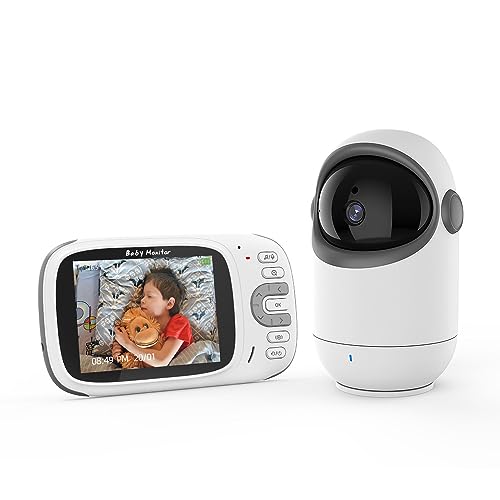 Monitor de bebê com câmera e áudio, monitor de bebê com tela de 3,2" bateria de 18 horas e monitor de bebê com alcance de 50 metros