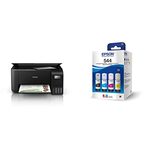 Multifuncional Epson EcoTank L3250 - Tanque de Tinta Colorida, Wi-Fi Direct, USB, Bivolt + Kit de Garrafas de Tinta Original Epson EcoTank T544 - Magenta, Amarelo, Ciano, Preto - 1