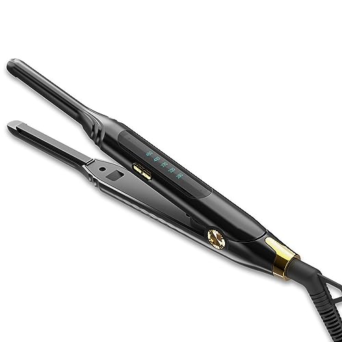 mvxitanny Mvxitanny Lápis Chapinha 3/10'' Chapinha Pequena Para Cabelo Curto, Corte Pixie E Franja, Chapinha Para Cabelo Edge Com Display Led, Mini Chapinha De Viagem Com Voltagem Dupla, Desligament - 1