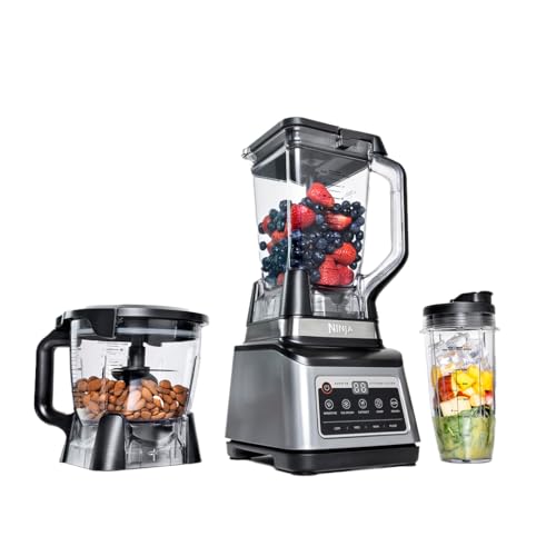 NINJA LIQUIDIFICADOR 1200 W, 5 Funções para Smoothies, Picar, Massa e Mais com Auto IQ, Jarra 2,2L, Jarra de Processador de 2L e 1 Copo para Levar, Preto - 1