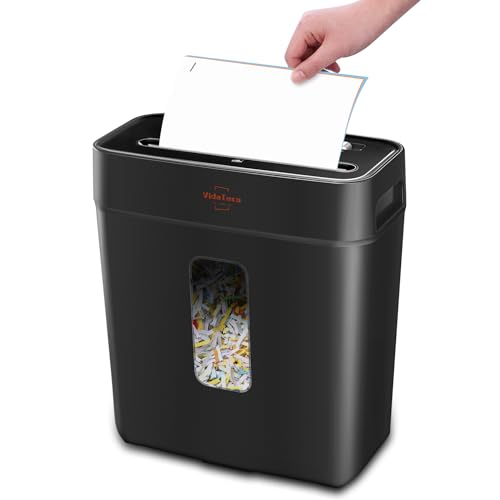 Paper Shredder for Home Use,VidaTeco 6-Sheet Cross-Cut Shredder,Also Shred Card/Clip/Staple,P-4 Higher Security,Small Document Shredder for Office,Paper Shredder Heavy Duty with Jam Proof,3.04-Gal Bin - 1