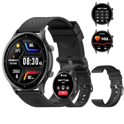 PEJE ZW04 Relogio Smartwatch,1.39" Tela HD Touch,Relógio Smartwatch com Alexa,Ligações Bluetooth,123+ Modos Esportivos,Notificações Inteligentes,Compatível com iOS/Android, Inclui 2 Pulseiras. (Preto)