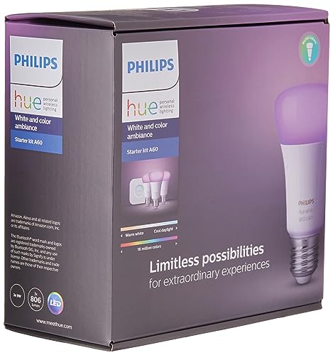 Philips Hue Starter Kit Casa Inteligente 9W, 110V - 3 Lâmpadas + Hub, Iluminação Inteligente Controlada Por Wifi e Bluetooth, Compatível com Alexa - 1