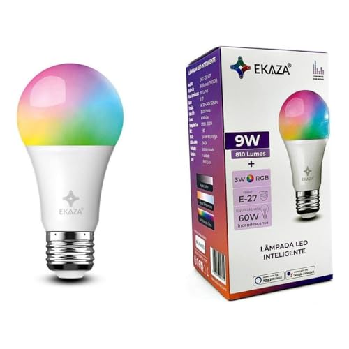 Smart Lâmpada Wi-Fi Casa Inteligente, Ilum Branca (Quente e Fria) e RGB (Até 16 Milhões de Cores), 9W, 806 Lúmens, LED, Bivolt, Compatível com Alexa e Google Assistente loja Leo Top Store - 1