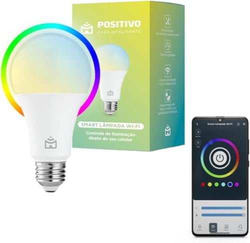 Smart Lâmpada Wi-Fi Positivo Casa Inteligente, Iluminação Branca (Quente e Fria) e RGB (Até 16 Milhões de Cores), 10W, 902 Lúmens, LED, Bivolt, Compatível com Alexa e Google Assistente - 1