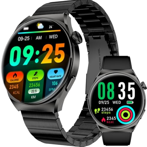Smartwatch Aurafit Relógio inteligente para Homens, Tela Full Touch 1.43"AMOLED, IP68, Compatível com iOS e Android, 110+ Modos Esportivos, Assistente de Voz, Faz e Recebe Ligações