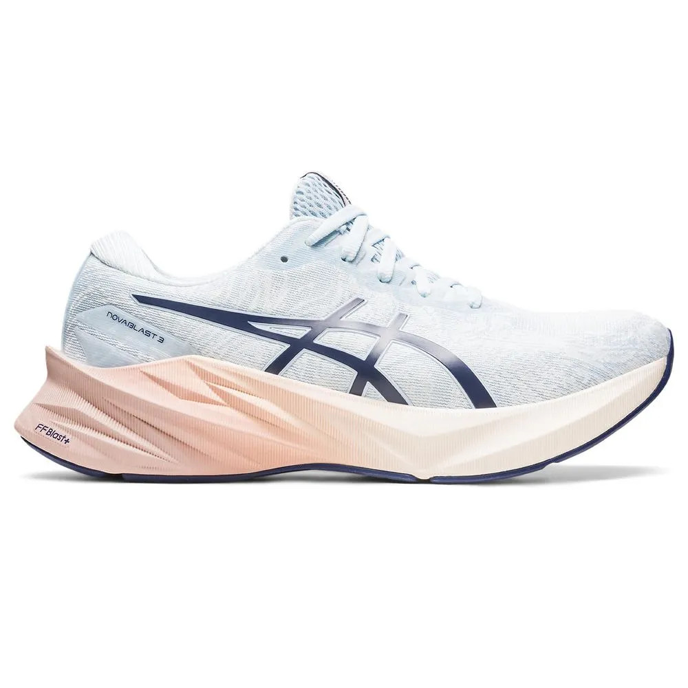 Tênis ASICS Novablast 3 - Feminino - Azul com Rosa e Creme - 3