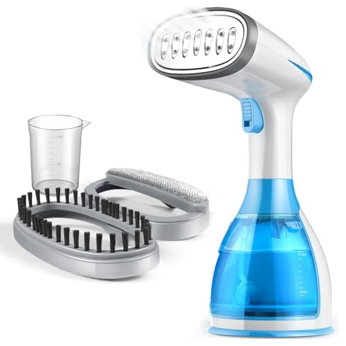 Vaporizador de Roupas,1500W Ferro a Vapor Portatil,Ferro a Vapor com Tanque de Água, Dois Tipos de Escovas e Copos Medidores,para Remoção Rápida de Rugas do Tecido,Ideal para Famílias, Viagens - 1