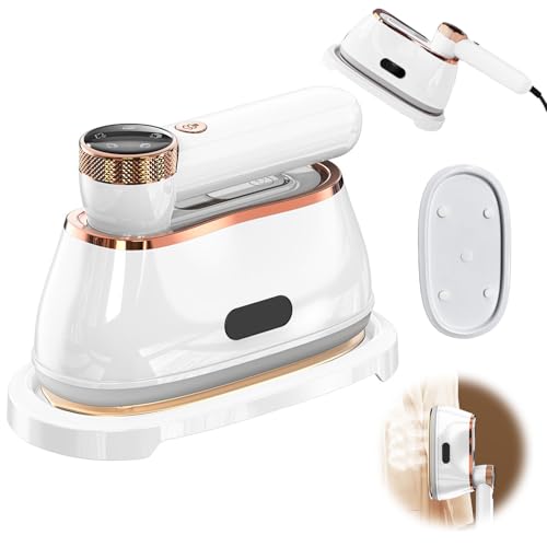 Vaporizador Portátil 2em1 para Roupas & Ferro,1200W,5 Modos,180ml,Painel Cerâmico Esmaltado Pendurado Prensa a Quente com Alça Rotativa de 180°, para Lã, Seda, Algodão, Linho & Fibras Sintéticas - 1