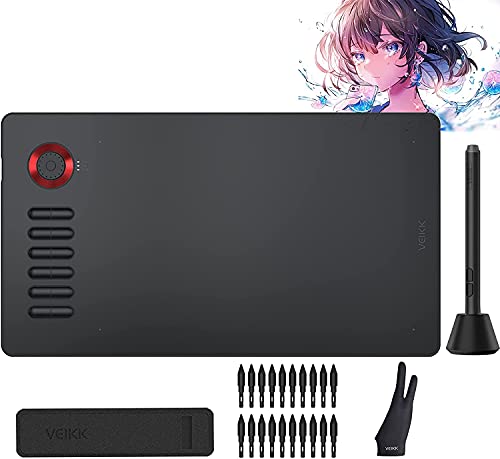 VEIKK A15Pro Mesas Digitalizadoras, Tablet com 12 teclas de atalho, 1 mostrador rápido e caneta passiva sem bateria, suporta função de inclinação, para Mac, Windows, Linux e Android OS - 1
