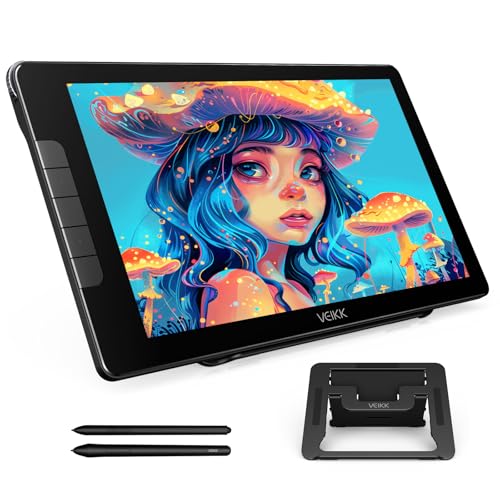 VEIKK Tablet de desenho Studio 16 com tela, tela de caneta de 15,6 polegadas, vidro antirreflexo totalmente laminado (125% sRGB), caneta sem bateria de pressão 16384 (2 peças), 5 teclas de atalho e - 1