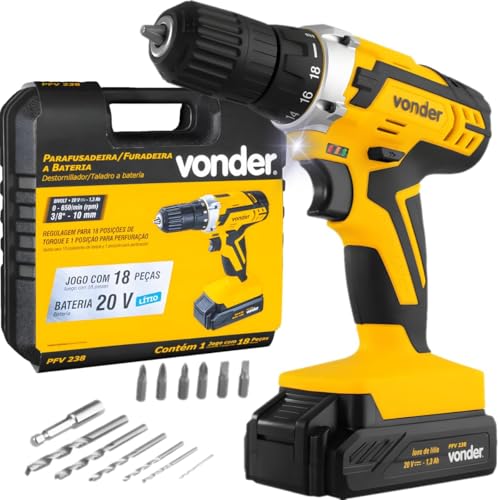 Vonder, Parafusadeira/Furadeira A Bateria, 20 V, Fonte De Carregamento Bivolt Automática, Pfv 238. - 1