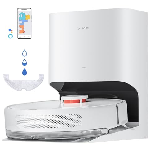 XIAOMI Robot Vacuum X10 - Robot aspirador e limpa-chão com sistema inteligente de navegação a laser (LDS), sucção de 4000 Pa, base de auto-esvaziamento, 5200 mAh, branco